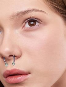 img 2 attached to QIQILUXI Magnetic Septum Fake Nose Ring Horseshoe Nose Rings Hoops Stainless Steel for Women Men Non Piercing Reusable Nose Cuff Steel 4 Pcs with Replaceable Spikes