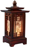 🏮 handmade traditional korean window design art deco lantern brown asian oriental carved wood lamp: bedroom accent, unusual table light (pagoda) логотип