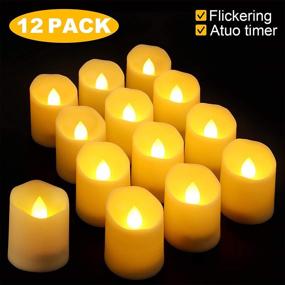 img 3 attached to 🕯️ MIXALY 12PACK Ivory Flameless Votive Candles with Auto Timer - Realistic Flickering, Long-lasting Battery Operated Tea Lights for Wedding, Party, Holiday Decor