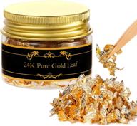 🌟 24k gold leaf flakes with tweezers - 30mg edible genuine gold leaf for culinary, confectionery & beauty décor logo