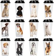 youngever 72 sets disposable coffee cups with lids, to go hot coffee cups, sturdy paper cups with lids, dog puppy themed design for enhanced seo logo