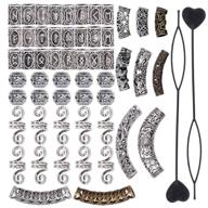 54 pieces of fani viking beard & hair tube beads - unique hair braiding accessories for dreadlocks - diy tibetan silver hair decoration with 36 stunning styles logo