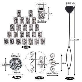 img 2 attached to 54 штуки винтажных бусин для бороды и волос "Феникс Викинга" - уникальные аксессуары для заплетения волос дредлокс - DIY украшение волос тибетским серебром с 36 потрясающими стилями