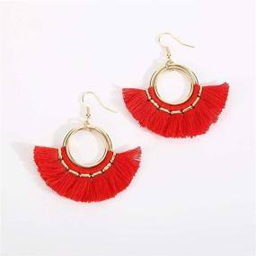 img 1 attached to 🌟 Stunning BaubleStar Tassel Hoop Earrings: Fringe Drop Gold Tone Circle Tiered Earrings for Women & Girls