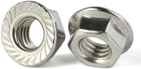 img 1 attached to Pack of 25 Stainless Steel 18-8 (304) Bright Finish Serrated Flange Nuts Flanged Locknuts - 3/8-16 Size