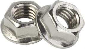 img 4 attached to Pack of 25 Stainless Steel 18-8 (304) Bright Finish Serrated Flange Nuts Flanged Locknuts - 3/8-16 Size