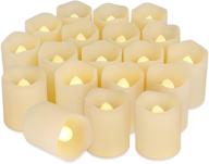 shymery flameless votive tealight candles - long-lasting, battery operated led tea lights with warm white flickering light - small electric fake tea candle realistic for wedding, table, outdoor use - pack of 12 логотип