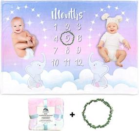 img 4 attached to Kemina Twin Baby Milestone Blanket - 60x40 inch Premium Soft Fleece, Gender Neutral Twin Blanket, Twins Monthly Milestone Blanket with Wreath Included - Perfect Gift for Twins Baby Shower