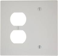 leviton 80508-w 2-gang combination wallplate with 1-duplex and 1-blank, box mount, midway size, white logo