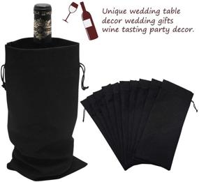 img 1 attached to 10pcs Shintop Jute Wine Bags, 14 x 6 1/4 inches Hessian Wine Bottle Gift Bags with Drawstring for Halloween Party, Festivals, and Favors, in Black