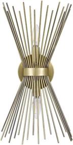 img 4 attached to 🌟 Rivet Mid-Century Modern Metal Starburst 2-Light Wall Sconce Lamp - Antique Gold, 17.5"H - Bulbs Included