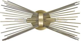 img 1 attached to 🌟 Rivet Mid-Century Modern Metal Starburst 2-Light Wall Sconce Lamp - Antique Gold, 17.5"H - Bulbs Included