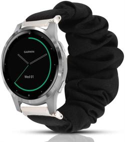 img 4 attached to 🌸 Blueshaw Fabric Elastic Scrunchie Watch Band - Compatible with Garmin vivoactive 4S 40mm/Vivomove 3S - Cute & Stylish Replacement Straps (Black)