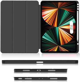 img 2 attached to Soke New iPad Pro 12.9 Case 📱 2021: Full Body Protection with Pencil Holder, Black