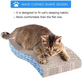 img 1 attached to 🐱 Karaseno Cat Scratch Pad: Double Textured Cardboard Scratcher with Wave Curved Shape and Reversible Design - Includes 100% Organic Catnip