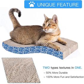 img 3 attached to 🐱 Karaseno Cat Scratch Pad: Double Textured Cardboard Scratcher with Wave Curved Shape and Reversible Design - Includes 100% Organic Catnip