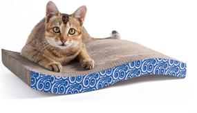 img 4 attached to 🐱 Karaseno Cat Scratch Pad: Double Textured Cardboard Scratcher with Wave Curved Shape and Reversible Design - Includes 100% Organic Catnip