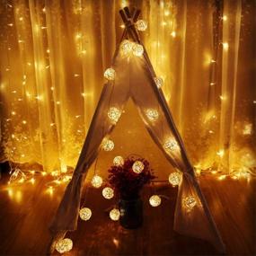 img 1 attached to Globe Rattan Ball String Lights: Goodia 13.8ft 40 LED Warm White Fairy Light 🌍 for Indoor, Bedroom, Curtain, Patio, Lawn, Landscape, Fairy Garden, Home, Wedding, Holiday, Christmas Tree, Party