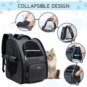 img 3 attached to 🐾 GUSEN Pet Carrier Backpack: Ventilated Design for Travel, Hiking, Camping, Two-Way Entrance Cat & Dog Carrier