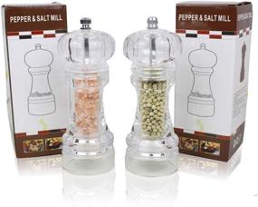 img 4 attached to Heartrace 6 Inch Tall Acrylic Salt and Pepper Grinder Set 2 Pack, Adjustable Coarseness, Refillable Mill Shaker for Sea Salt and Black Peppercorn - Enhancing SEO