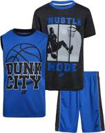 👕 3-piece performance kids activewear set: short sleeve t-shirt, tank top, and gym shorts for pro athletes logo