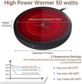 img 3 attached to DOPUDO Нагреватель для чашек кофейников на столе HELIOS - 50W Восковой подогреватель для больших чашек и заварных чайников - Кофейный подогреватель с автоматическим отключением через 4 часа и 3 режимами температуры - Электрический подогреватель напитков.