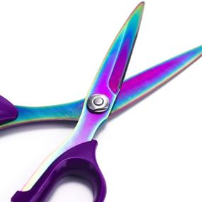 img 2 attached to ✂️ Premium 8-Inch Purple & Rainbow Fabric Scissors: Professional Stainless Steel Sewing Scissors, Heavy-Duty Tailor Scissors for Office and Home