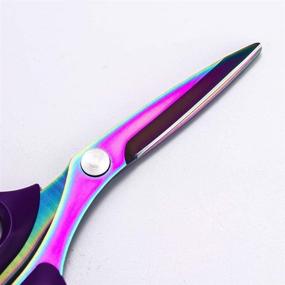 img 3 attached to ✂️ Premium 8-Inch Purple & Rainbow Fabric Scissors: Professional Stainless Steel Sewing Scissors, Heavy-Duty Tailor Scissors for Office and Home