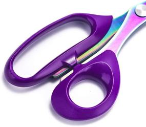 img 1 attached to ✂️ Premium 8-Inch Purple & Rainbow Fabric Scissors: Professional Stainless Steel Sewing Scissors, Heavy-Duty Tailor Scissors for Office and Home