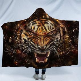 img 3 attached to 🐯 Irisbell Hooded Blanket - Tiger Theme Oversized Sherpa Fleece Throw, Wearable Blankets, Hoodie Cloak (Size 6, Adult - 80'' x 60'')