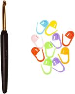 🧶 knitter's pride aluminum gold-tip single-ended 5.25" knitting needles with soft-feel size k (6.50mm) crochet hook bundle, including 10 artsiga crafts stitch markers 600513 logo