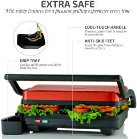 img 2 attached to Ovente Electric Panini Press Grill with Non-Stick Double Flat Cooking Plate: Red Countertop Sandwich Maker Toaster for Easy Breakfast Storage & Clean-up - GP0620R