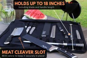 img 2 attached to Premium Chef's Knife Roll Bag (14 slots) for 10 Knives + Meat Cleaver, Utility Pocket, 4 Tasting Spoons! Durable Knife Carrier with Shoulder Strap & Name Card Holder. (Knives Not Included)