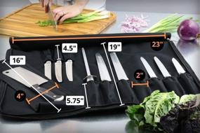 img 1 attached to Premium Chef's Knife Roll Bag (14 slots) for 10 Knives + Meat Cleaver, Utility Pocket, 4 Tasting Spoons! Durable Knife Carrier with Shoulder Strap & Name Card Holder. (Knives Not Included)