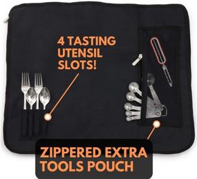 img 3 attached to Premium Chef's Knife Roll Bag (14 slots) for 10 Knives + Meat Cleaver, Utility Pocket, 4 Tasting Spoons! Durable Knife Carrier with Shoulder Strap & Name Card Holder. (Knives Not Included)