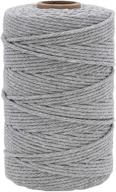 🧶 328 feet gray 3mm macrame cord: strong cotton string for diy crafts, wall hangings, and plant hangers logo