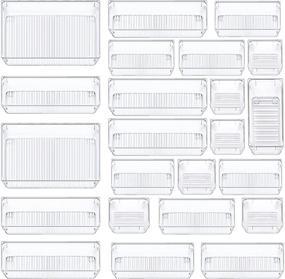 img 4 attached to Streamline Your Space with Chefstory 23 PCS Clear Drawer Organizers Set: Plastic Storage Bins and Trays for Makeup, Bathroom, and Kitchen