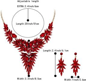 img 2 attached to 💎 BriLove Women's Wedding Bridal Crystal Enamel Statement Necklace Earrings Set with Multi Oval-Shape Flower Leaf Design