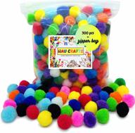 🎨 wau craft pom poms balls - 300pcs 1-inch multicolored pompoms in reusable zipper bag for arts, diy projects, and more logo