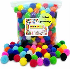 img 4 attached to 🎨 Wau Craft Pom Poms Balls - 300pcs 1-inch Multicolored Pompoms in Reusable Zipper Bag for Arts, DIY Projects, and More