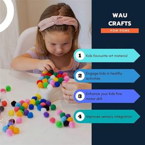 img 2 attached to 🎨 Wau Craft Pom Poms Balls - 300pcs 1-inch Multicolored Pompoms in Reusable Zipper Bag for Arts, DIY Projects, and More