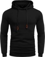 👕 coofandy men's hooded sweatshirt long sleeve fashion gym athletic hoodies with pocket, featuring solid plaid jacquard pattern logo