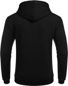 img 2 attached to 👕 COOFANDY Men's Hooded Sweatshirt Long Sleeve Fashion Gym Athletic Hoodies with Pocket, featuring Solid Plaid Jacquard Pattern