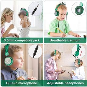img 3 attached to 🦖 Safe and Fun Kids Dinosaur Headphones - Adjustable Headband, Microphone, Volume Limit 85dB - Perfect Xmas Gift for Boys and Girls