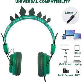 img 1 attached to 🦖 Safe and Fun Kids Dinosaur Headphones - Adjustable Headband, Microphone, Volume Limit 85dB - Perfect Xmas Gift for Boys and Girls