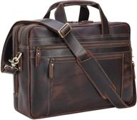 👜 polare large full grain leather briefcase: ultimate 17.3'' laptop business work bag logo