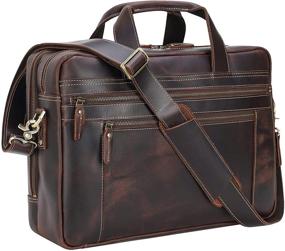img 4 attached to 👜 Polare Large Full Grain Leather Briefcase: Ultimate 17.3'' Laptop Business Work Bag