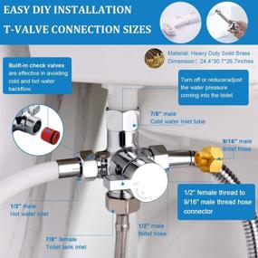 img 1 attached to 🚽 SonTiy Hot and Cold Bidet Mixing Valve Kit: Warm Bidet T-adapter Metal T Valve with Brass Tee Connector for Bidet Toilet Seat Attachment and Handheld Bidet Sprayer - Anti Leak