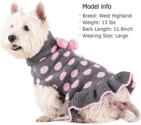 img 1 attached to 🐶 KYEESE Polka Dot Dog Sweater Dress: Warm Knitwear with Turtleneck, Leash Hole, and Pom Pom Ball