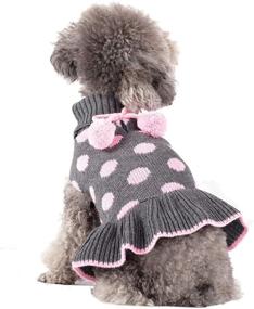 img 4 attached to 🐶 KYEESE Polka Dot Dog Sweater Dress: Warm Knitwear with Turtleneck, Leash Hole, and Pom Pom Ball